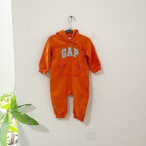 Gap Baby Girl's Orange Hooded Sweatsuit One Piece Size 6-12 Months
